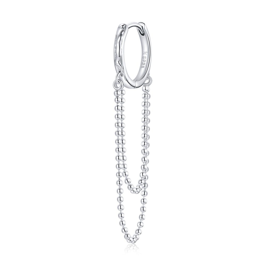 CERCEL Stylish Double Chain Hoops-Cercei >> Cercei din argint
