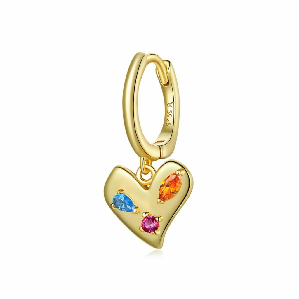 CERCEL din argint Golden Heart Hoop-Cercei >> CERCEL