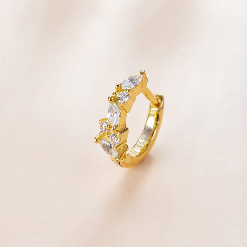 CERCEL din argint Golden Stacked Crystals-Cercei >> Cercei din argint