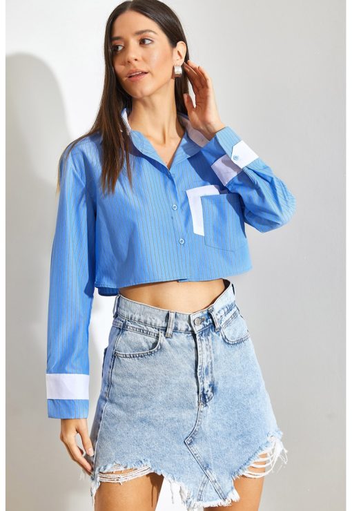 Camasa crop cu maneci lungi-FEMEI-