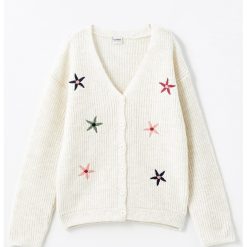 Cardigan cu broderie si decolteu in V-FETE-IMBRACAMINTE/Pulovere si cardigane