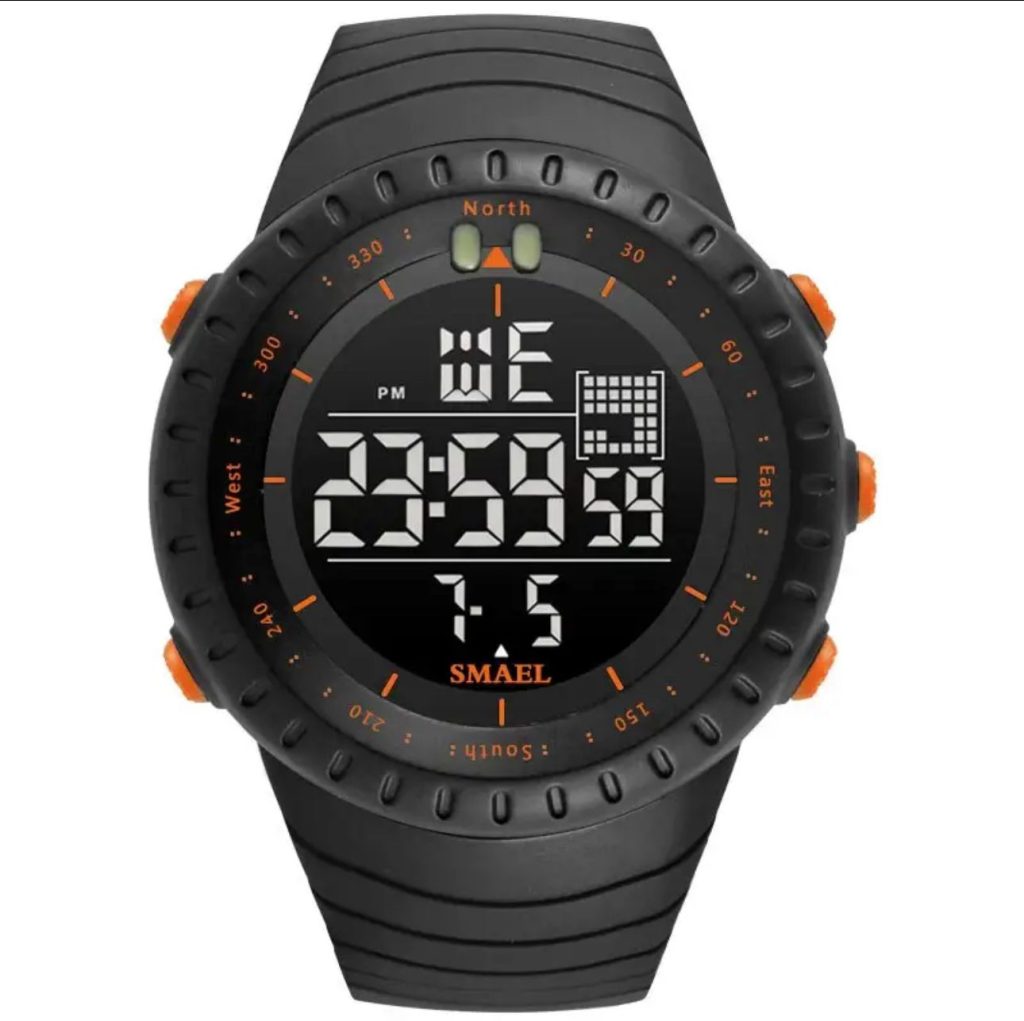 Ceas barbati sport  negru cu orange W1008-Accesorii > Ceasuri
