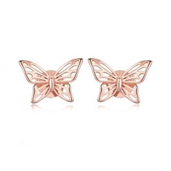 Cercei din argint Beautiful Butterfly Rose Gold-Cercei