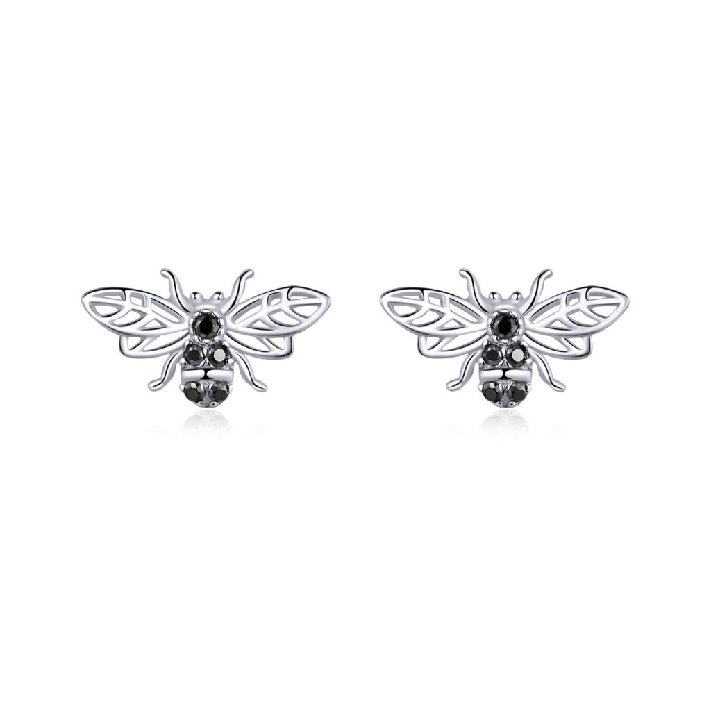 Cercei din argint Black Bees-Cercei