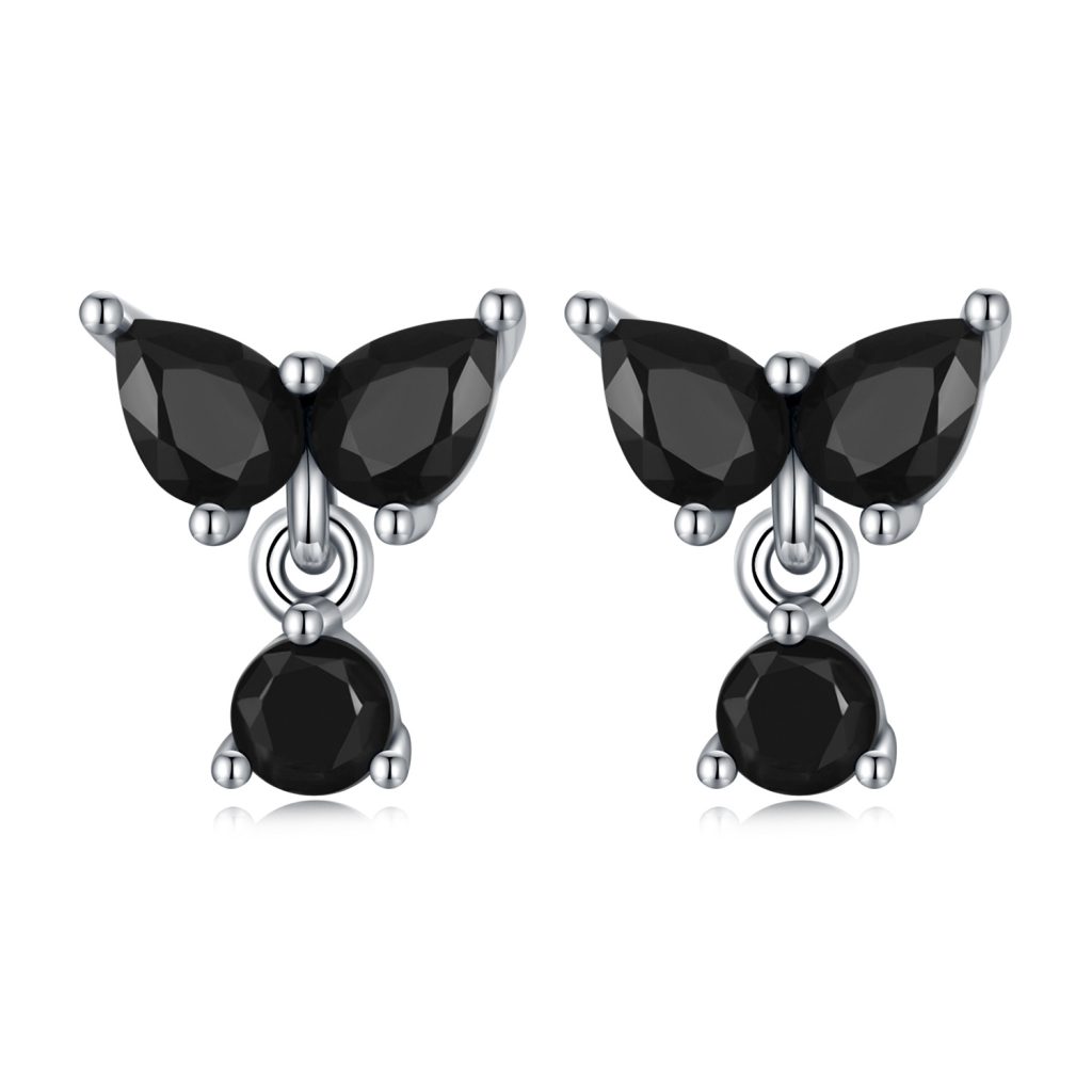 Cercei din argint Black Crystals-Cercei >> Cercei din argint