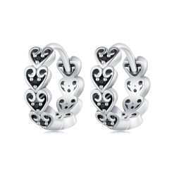 Cercei din argint Black Crystals Hearts-Cercei >> Cercei din argint