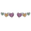 Cercei din argint Coloured Trio Hearts-Cercei >> Cercei din argint