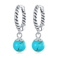 Cercei din argint Dropped Turquoise Ball-Cercei >> Cercei din argint