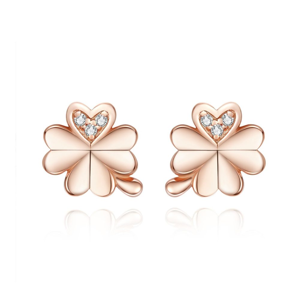 Cercei din argint Four Leaf Golden Clover-Cercei >> Cercei din argint