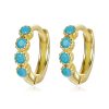 Cercei din argint Golden Blue Hoops-Cercei >> Cercei din argint