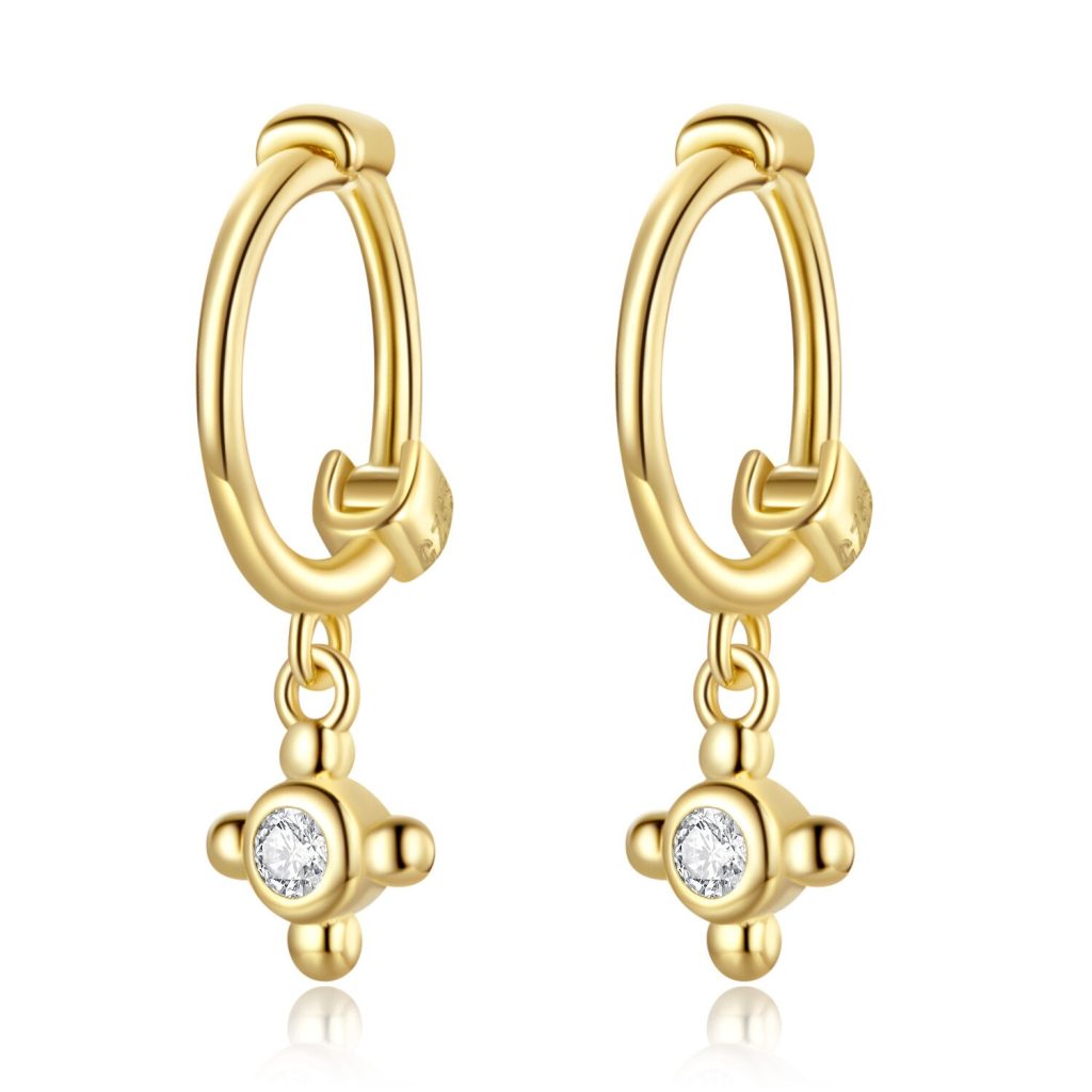 Cercei din argint Golden Drop Spark-Cercei >> Cercei din argint