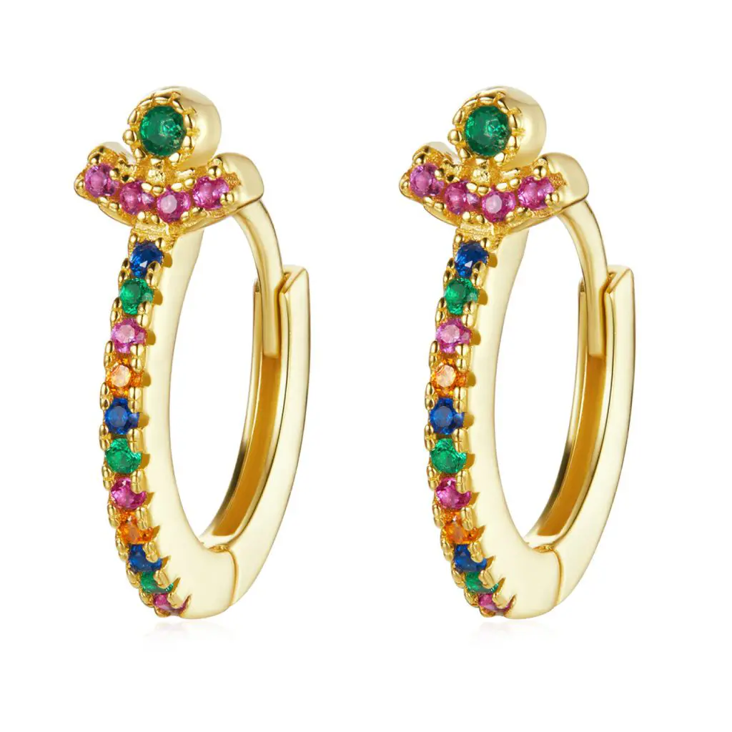 Cercei din argint Golden Multi Colored Crystals-Cercei >> Cercei din argint
