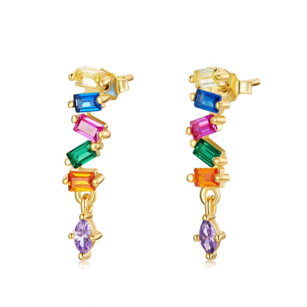 Cercei din argint Golden Multicolored Crystals-Cercei >> Cercei din argint