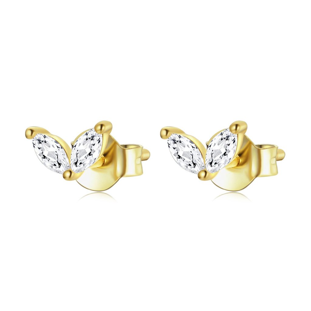 Cercei din argint Golden Oval Crystals-Cercei >> Cercei din argint