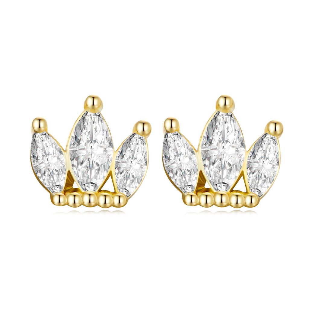 Cercei din argint Golden Small Crystal Crown-Cercei >> Cercei din argint