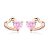 Cercei din argint Little Pink Hearts Rose Gold-Cercei