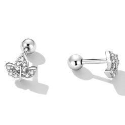 Cercei din argint Maple Studded Leves-Cercei >> Cercei din argint