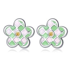 Cercei din argint Mini Green Flower-Cercei >> Cercei din argint