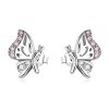 Cercei din argint Pink Crystal Butterflies-Cercei >> Cercei din argint