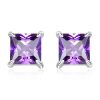 Cercei din argint Purple Crystal Squares-Cercei >> Cercei din argint