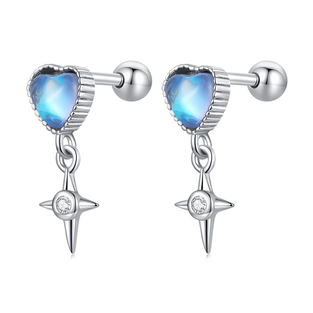Cercei din argint Sea Crystal Heart-Cercei >> Cercei din argint
