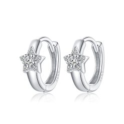 Cercei din argint Silver Little Crystal Star Hoops-Cercei >> Cercei din argint
