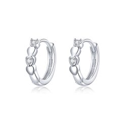 Cercei din argint Simple & Shiny Hearts Hoops-Cercei