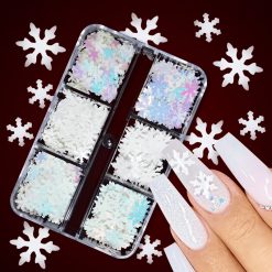 Fulgi de nea decor iarna set 6 modele CWML-6 - CWML-6 - Everin.ro-NAIL ART ❤️