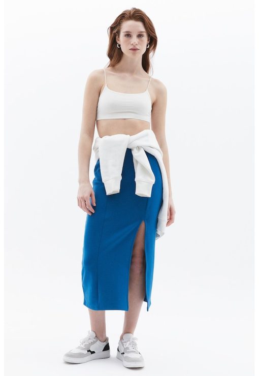 Fusta midi cu slit lateral-FEMEI-