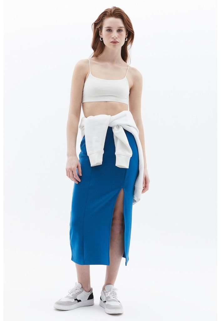 Fusta midi cu slit lateral-FEMEI-