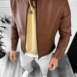 Geaca barbati maro piele ecologica 13022 66-1-Geci barbati > Geci de piele barbati