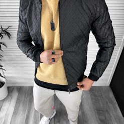 Geaca barbati neagra piele ecologica B2850   66-3-Geci barbati > Geci de piele barbati
