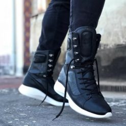 Ghete barbati negre cu talpa alb cu defect DEFA8179a N16-1-Incaltaminte > Ghete