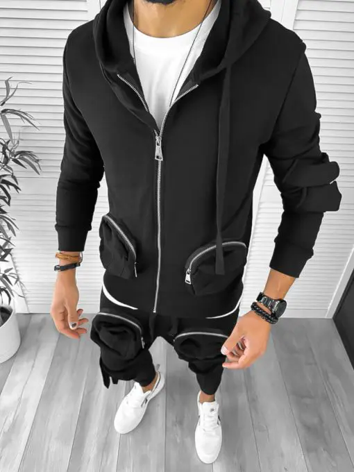 Hanorac barbati negru slim fit 12933 N8-3.1-Hanorace