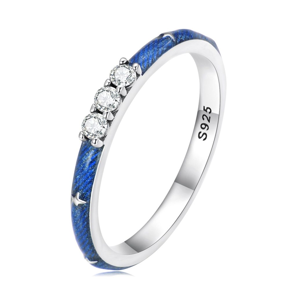 Inel din argint Triple Crystal Blue-Inele >> Inele din argint