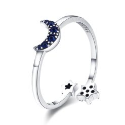 Inel reglabil din argint Blue Moon and Stars-Inele >> Inele din argint