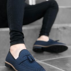 Mocasini barbati albastri  tapla subtire  piele eco  comozi 12218 N1-3-Incaltaminte > Mocasini barbati