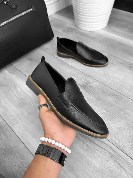 Mocasini barbati negri  tapla subtire  piele eco  comozi 12220 N1–1-Incaltaminte > Mocasini barbati