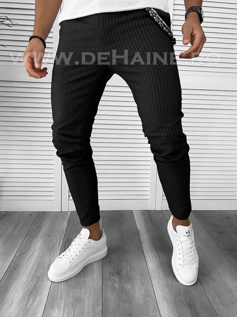Pantaloni barbati casual regular fit negri B7879 P20-3.2-Pantaloni > Pantaloni casual