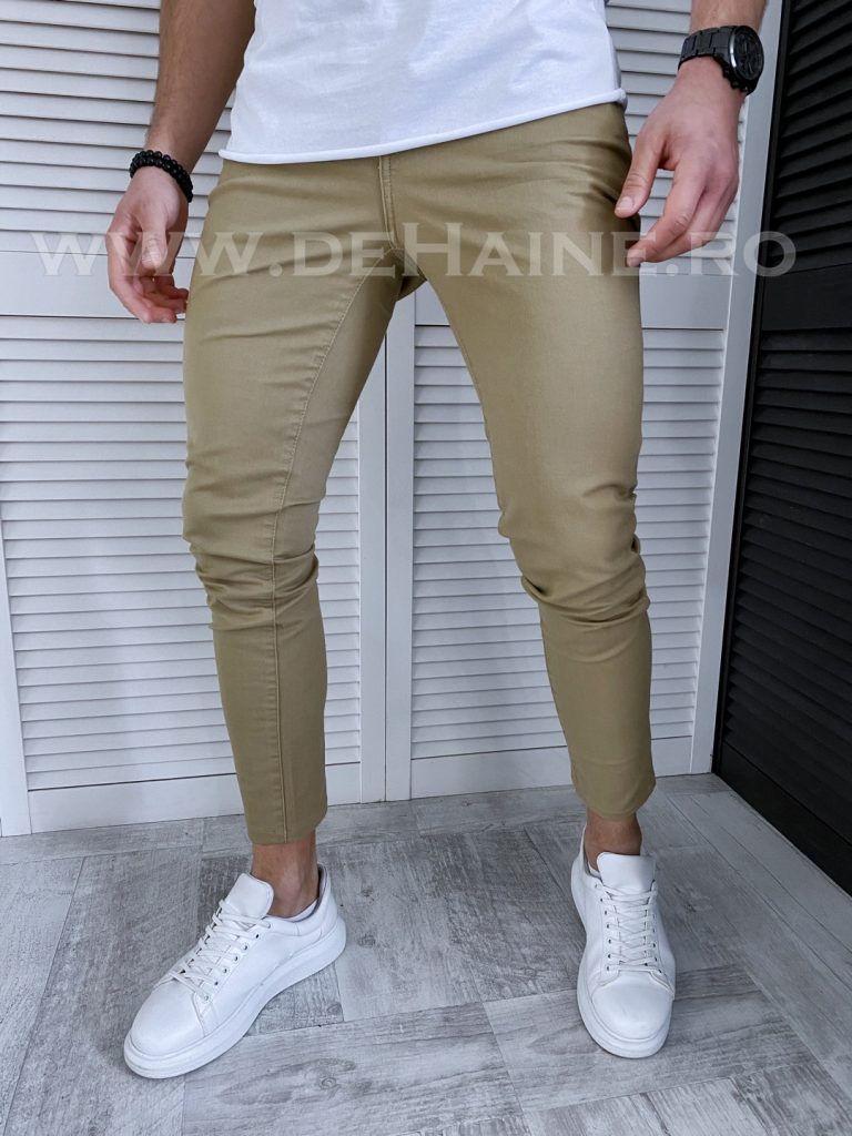 Pantaloni barbati maro deschis smart casual B3484   N8-4.1-Pantaloni > Pantaloni casual