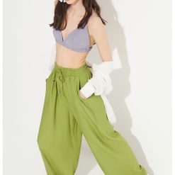Pantaloni cu croiala ampla si talie ajustabila-FEMEI-IMBRACAMINTE/Pantaloni si colanti