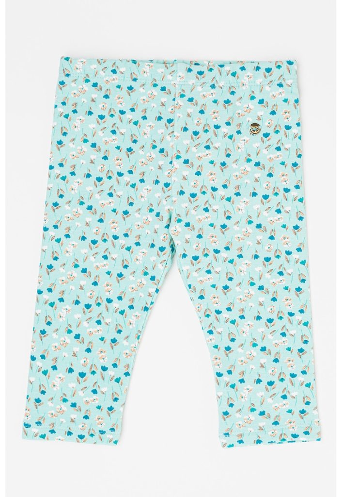 Pantaloni cu model floral si talie elastica-FETE-IMBRACAMINTE/Blugi