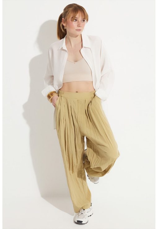 Pantaloni cu talie inalta si buzunare laterale-FEMEI-IMBRACAMINTE/Pantaloni si colanti