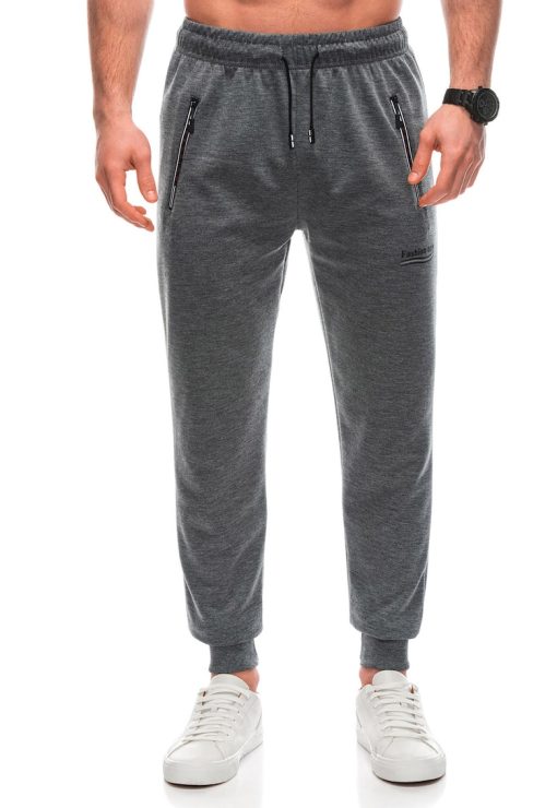 Pantaloni cu talie medie si buzunare cu fermoar-BARBATI-IMBRACAMINTE/Pantaloni si colanti