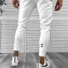 Pantaloni de trening albi  silon  conici  cu mic defect DEF747 D3-5.4-Pantaloni > Pantaloni de trening