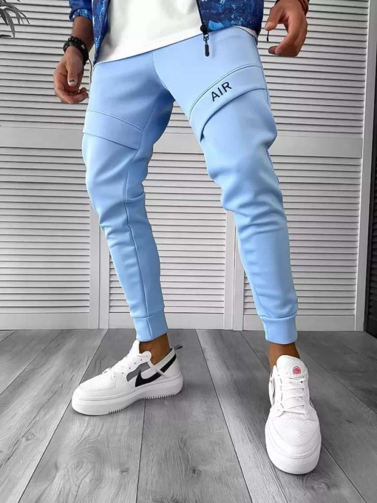 Pantaloni de trening bleu conici 12360  B13-2-Pantaloni > Pantaloni de trening