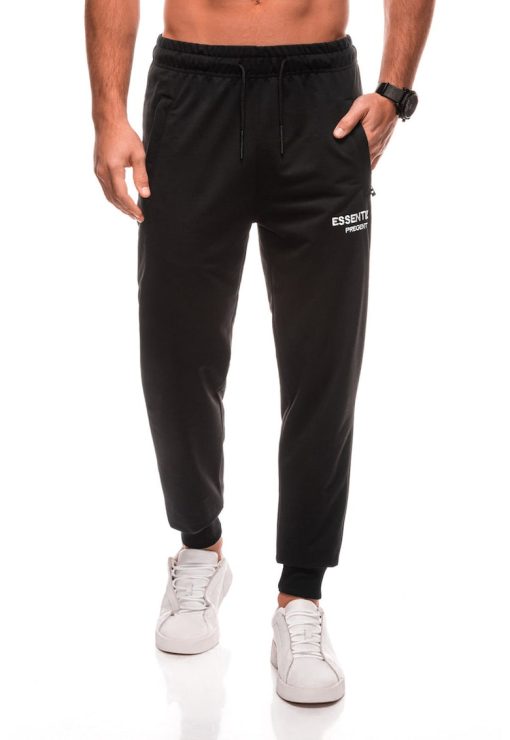 Pantaloni de trening cu buzunare cu fermoar-BARBATI-IMBRACAMINTE/Pantaloni si colanti