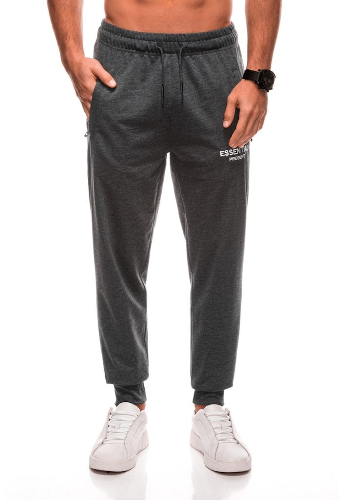 Pantaloni de trening cu buzunare cu fermoar-BARBATI-IMBRACAMINTE/Pantaloni si colanti