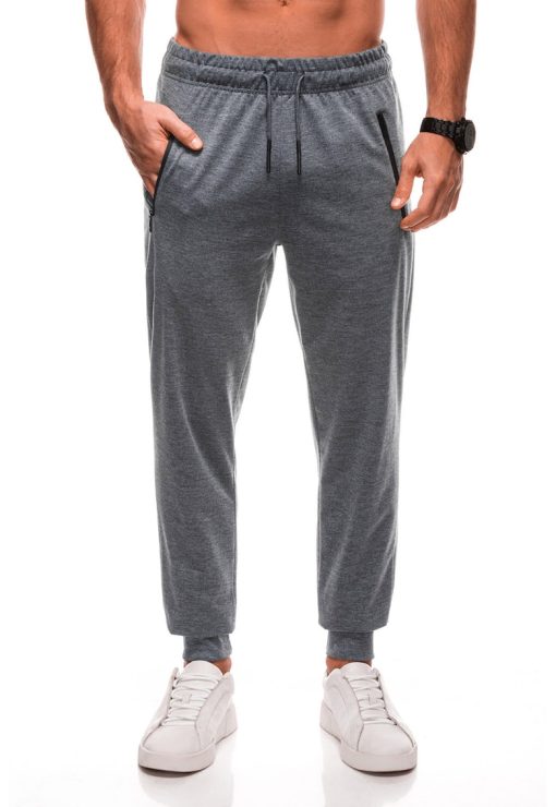 Pantaloni de trening cu buzunare cu fermoar-BARBATI-IMBRACAMINTE/Pantaloni si colanti