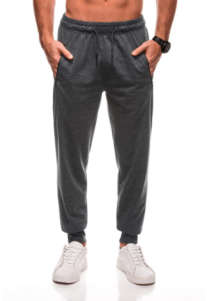 Pantaloni de trening cu buzunare cu fermoar-BARBATI-IMBRACAMINTE/Pantaloni si colanti
